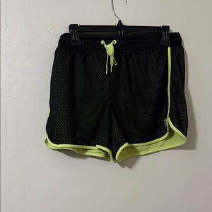 Fila Black and Neon Yellow Athletic Shorts